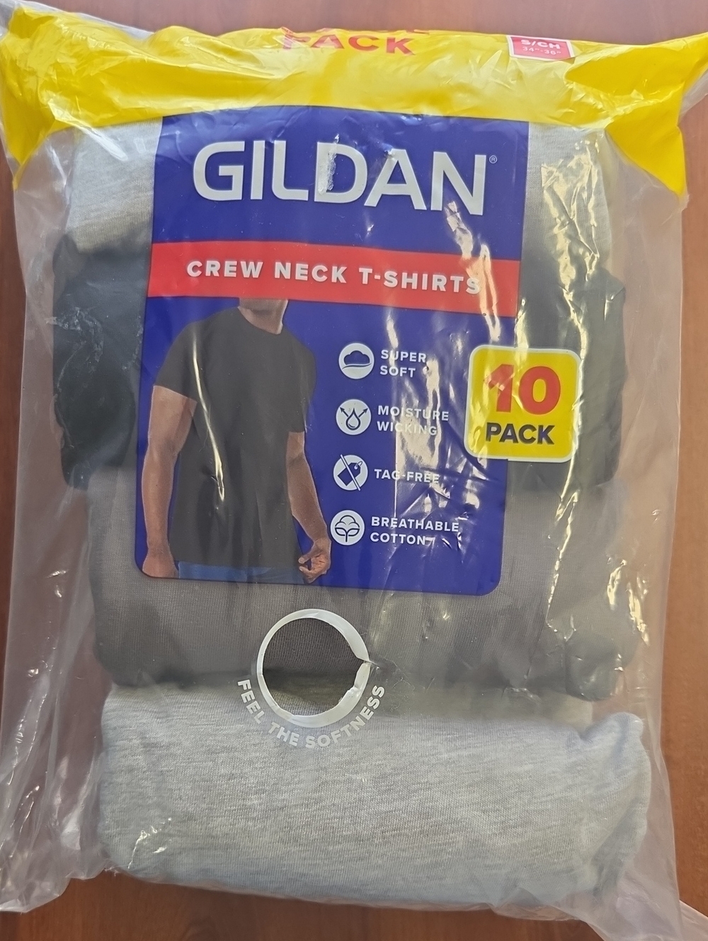 Gildan 10-Pack Crew Neck T-Shirts - Black & Light Gray